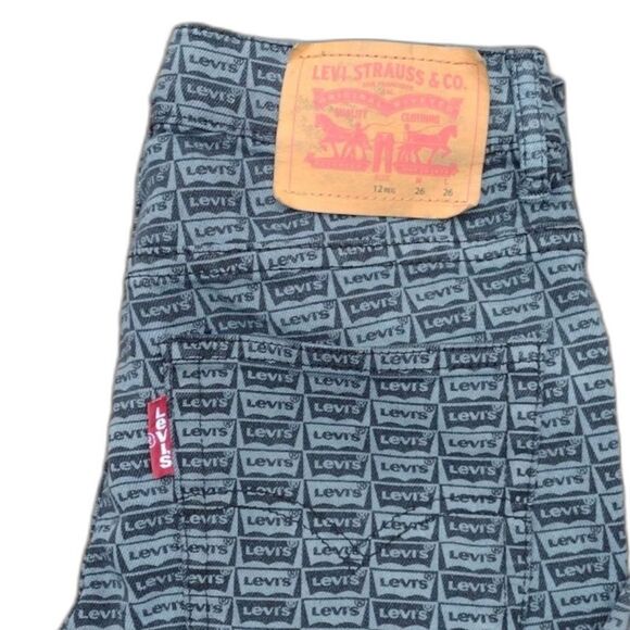 Levi's 512 Slim Taper Black and Gray Logo Jeans Size 12 - Picture 2 of 8